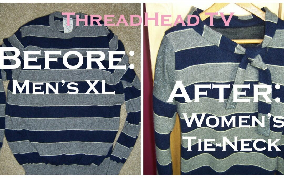 CASHMERE Sweater Sew REMAKE: How to Turn Men’s XL into Women’s Tie Neck